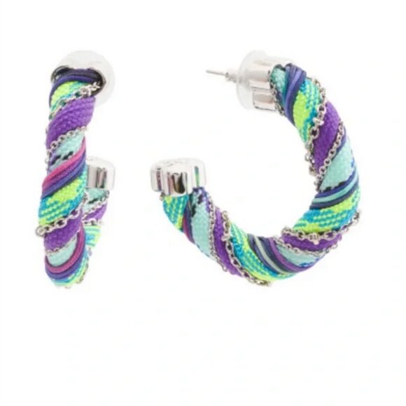 Kendra Scott Masie Periwinkle Corded Hoop Earrings NWT - Picture 2 of 5